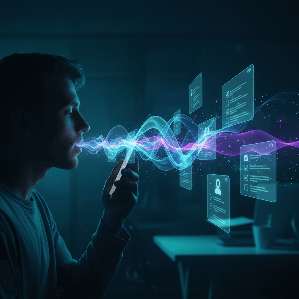 Dictáfono de voz primero: push-to-talk y PendingCreation
