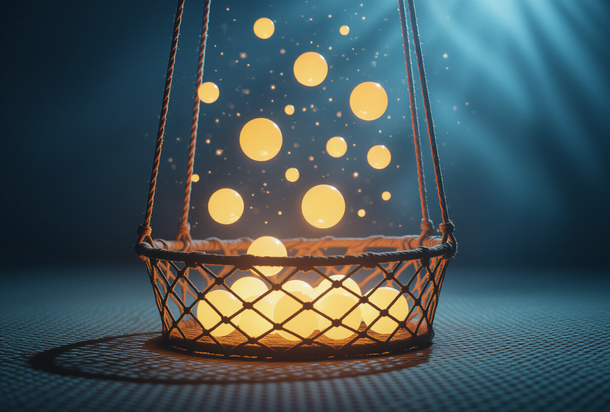 Filet de securite attrapant des orbes lumineux qui tombent, symbolisant le systeme de fallback