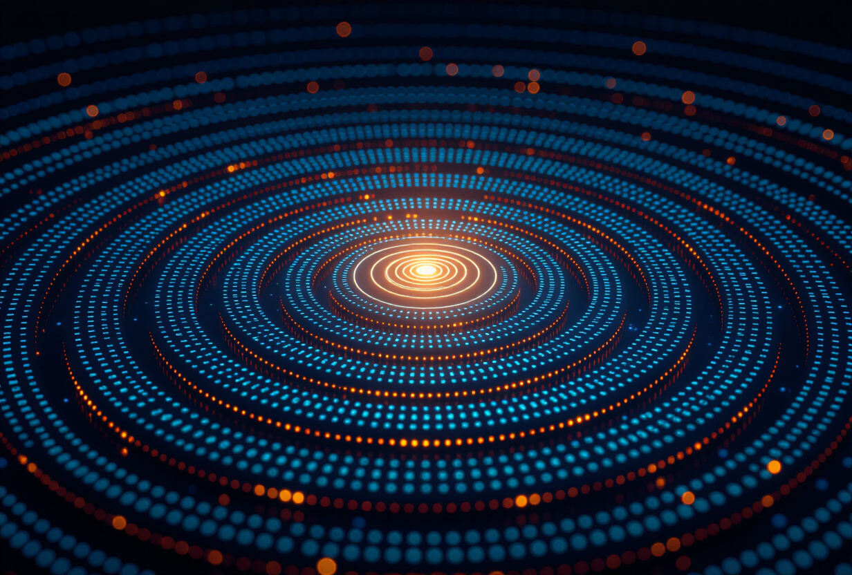 Visualizzazione cinematica di strati concentrici di chiavi dorate e ambrate, che rappresentano i livelli di accesso graduali di una condivisione collaborativa